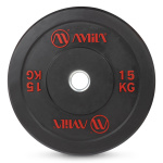 AMILA BUMPER PLATE SLIM DISC BLACK RED LETTERS 15KG