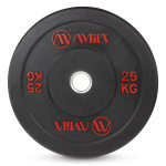 AMILA BUMPER PLATE SLIM DISC BLACK RED LETTERS 25KG