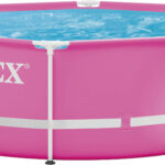 2.44M X 76CM PINK METAL FRAME POOL