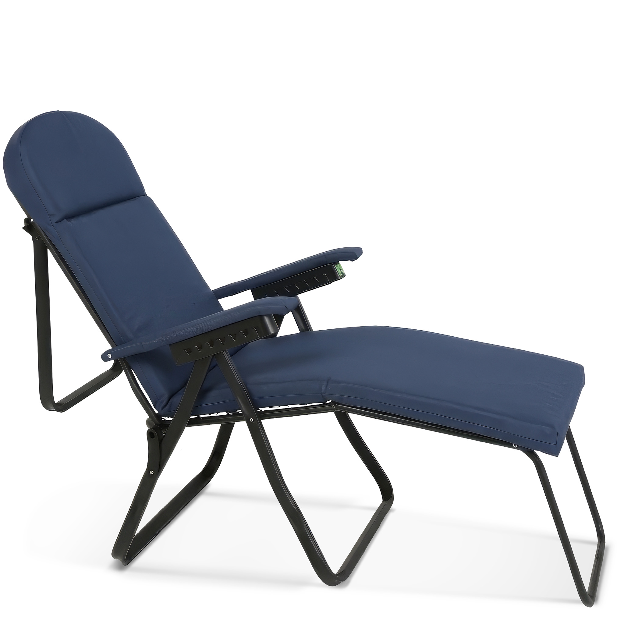 Πολυθρόνα 7 Θέσεων Μαύρου Σκελετού Μπλε Σκούρο Μαξιλάρι-15645